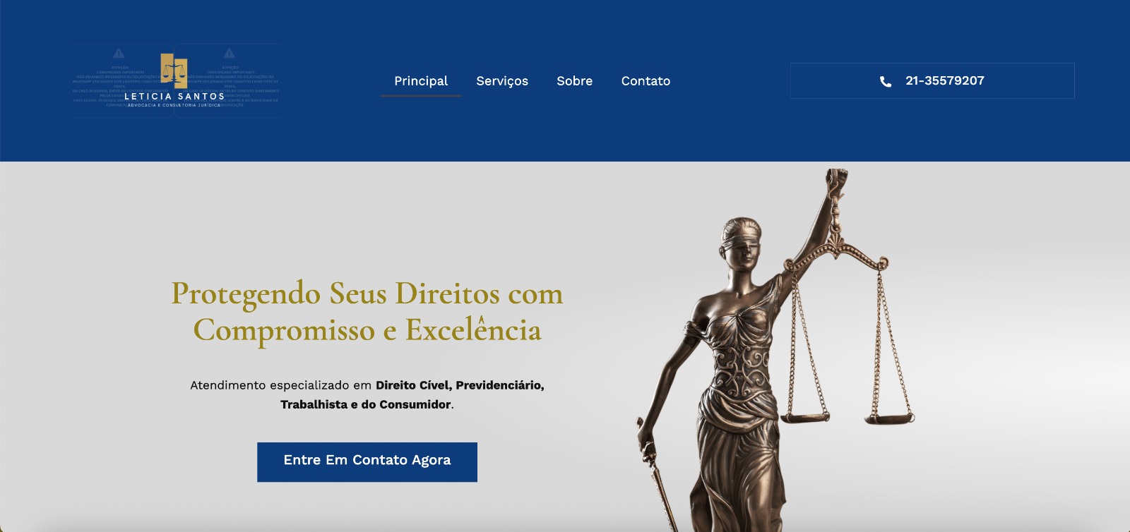 Screenshot do site Letícia Santos